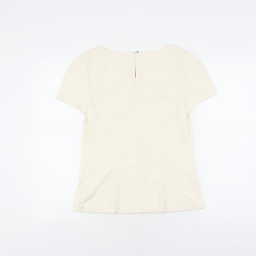 Oasis Women’s Ivory Blouse, Size 10, Short Sleeve