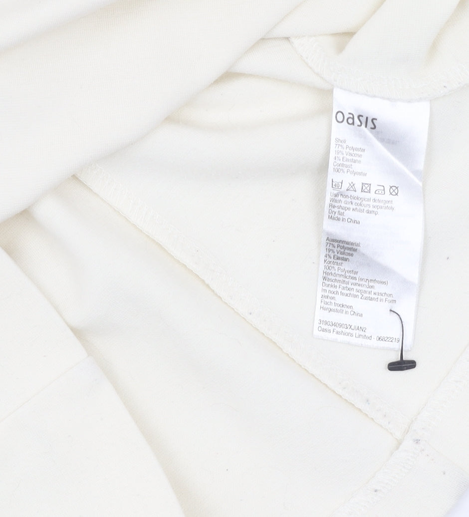 Oasis Women’s Ivory Blouse, Size 10, Short Sleeve