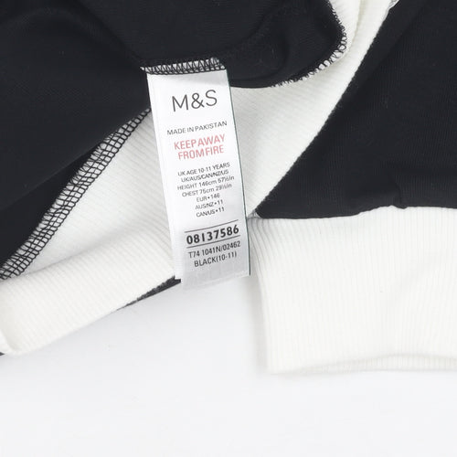Marks and Spencer Girls Black Full Zip Jumper 10-11 Years