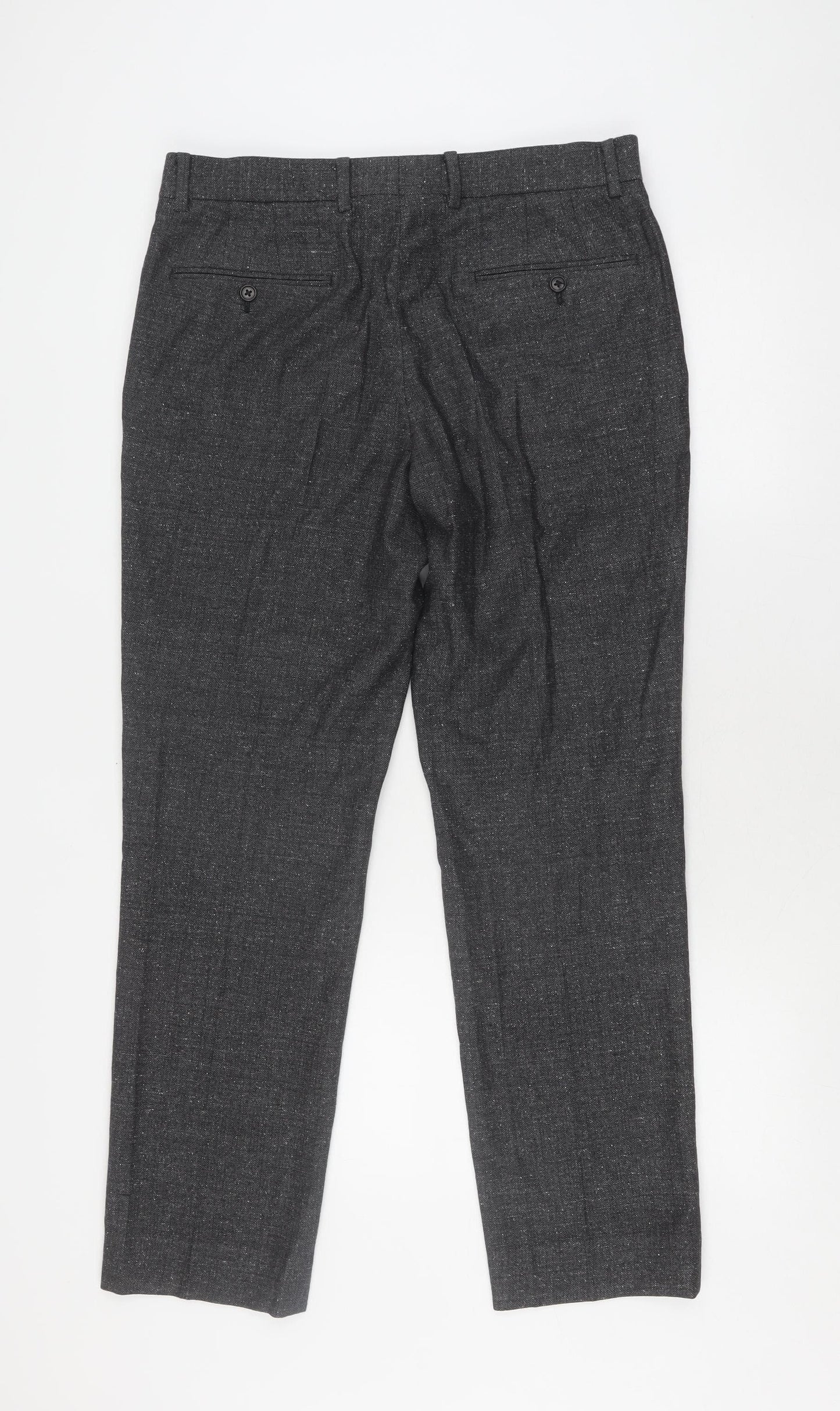 Club Monaco Men's Black Trousers, 32, Classic Fit