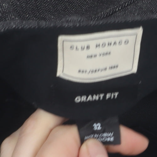 Club Monaco Men's Black Trousers, 32, Classic Fit