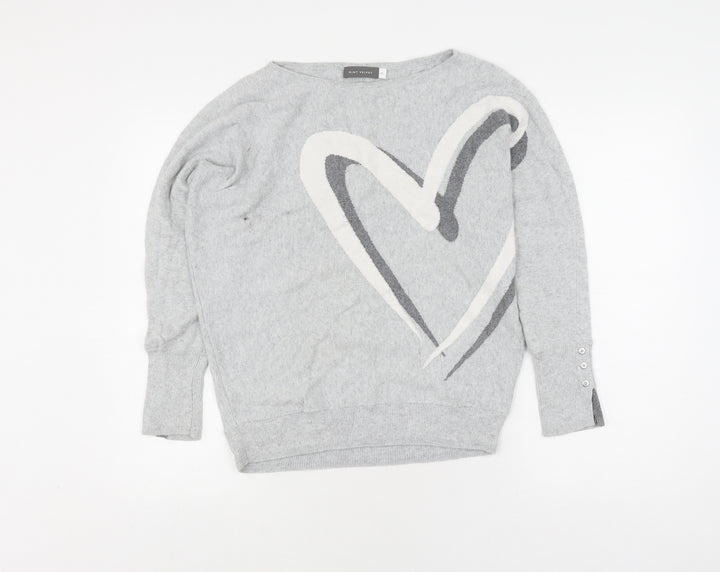 Mint Velvet Women's Grey XS Heart Pullover Jumper