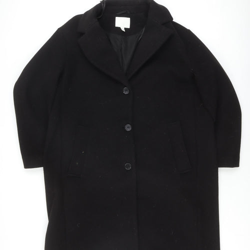 H&M Women's Black Mid-Length Overcoat, Size L