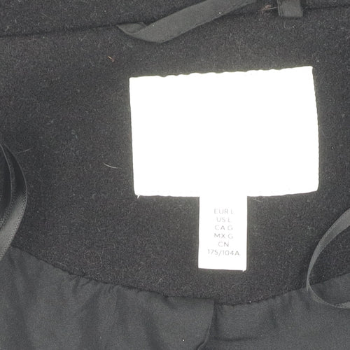 H&M Women's Black Mid-Length Overcoat, Size L