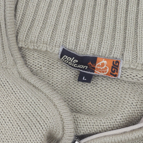 Pole Position Men's Beige Full Zip Jumper Size L