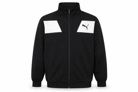 Front view of Puma Men's Black Track Jacket L - Gym & Training Style