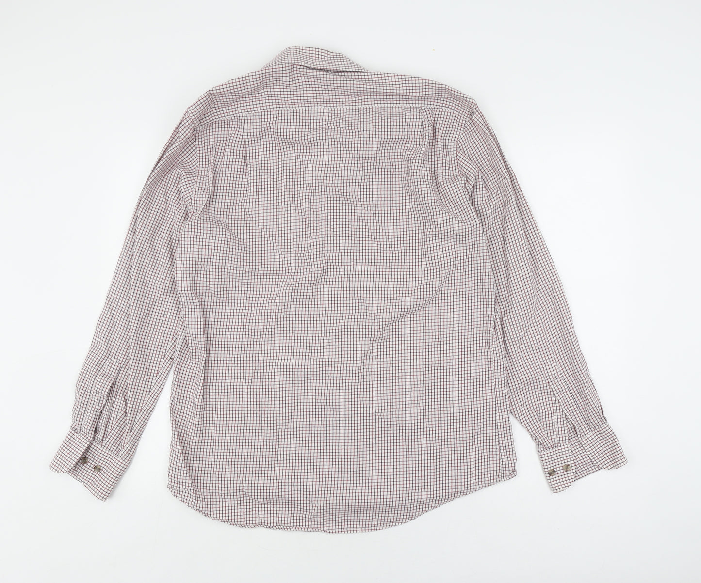 Marks and Spencer Men's Red Check Cotton Shirt, 15.5