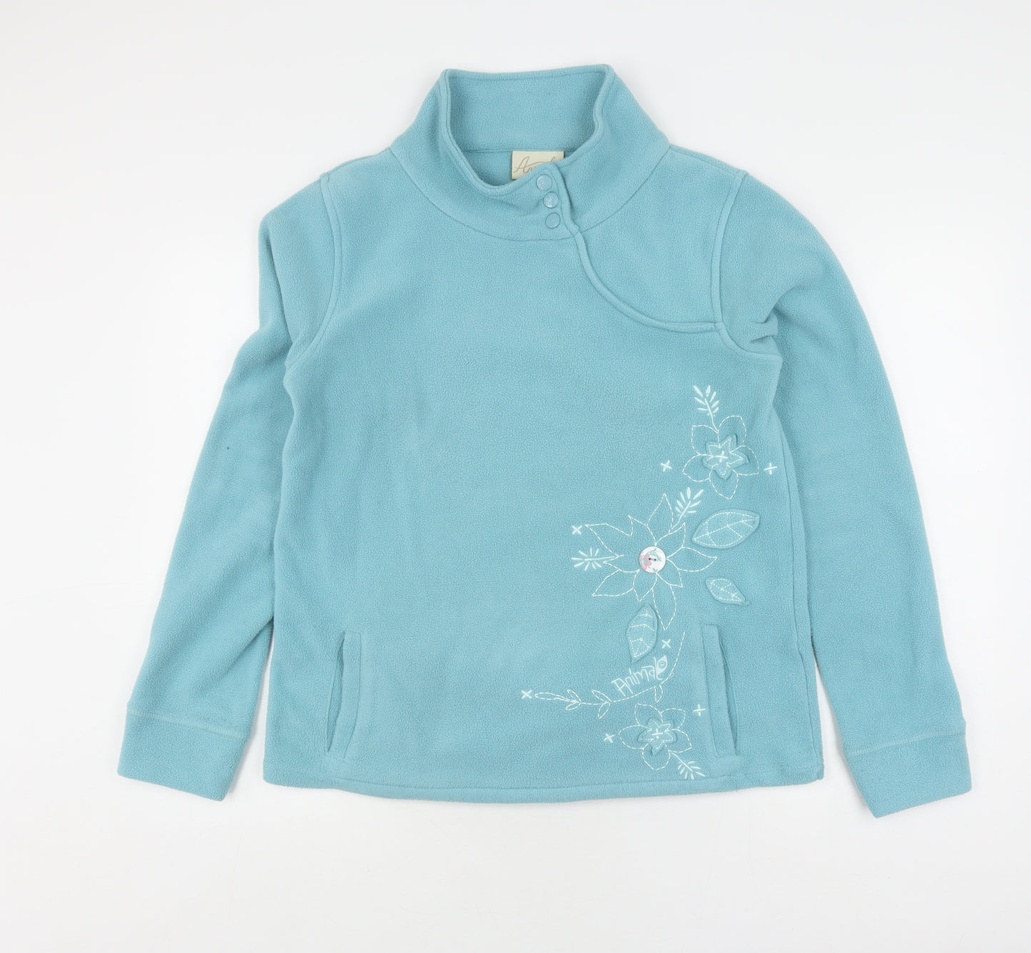 Animal Women's Blue Mock Neck Pullover Jumper Size 12