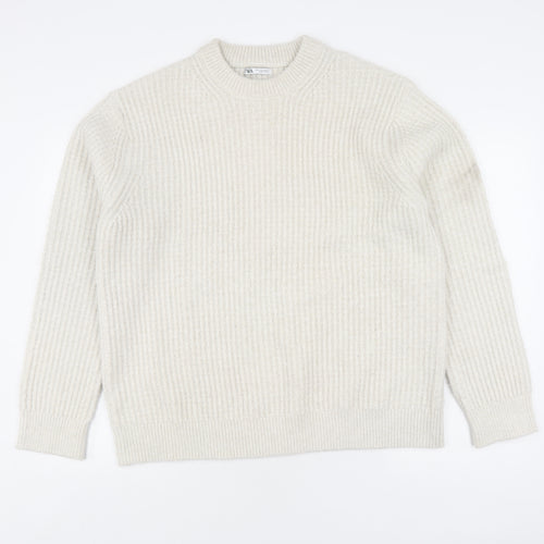 Zara Women's Ivory Pullover Jumper, Size 14, Knit