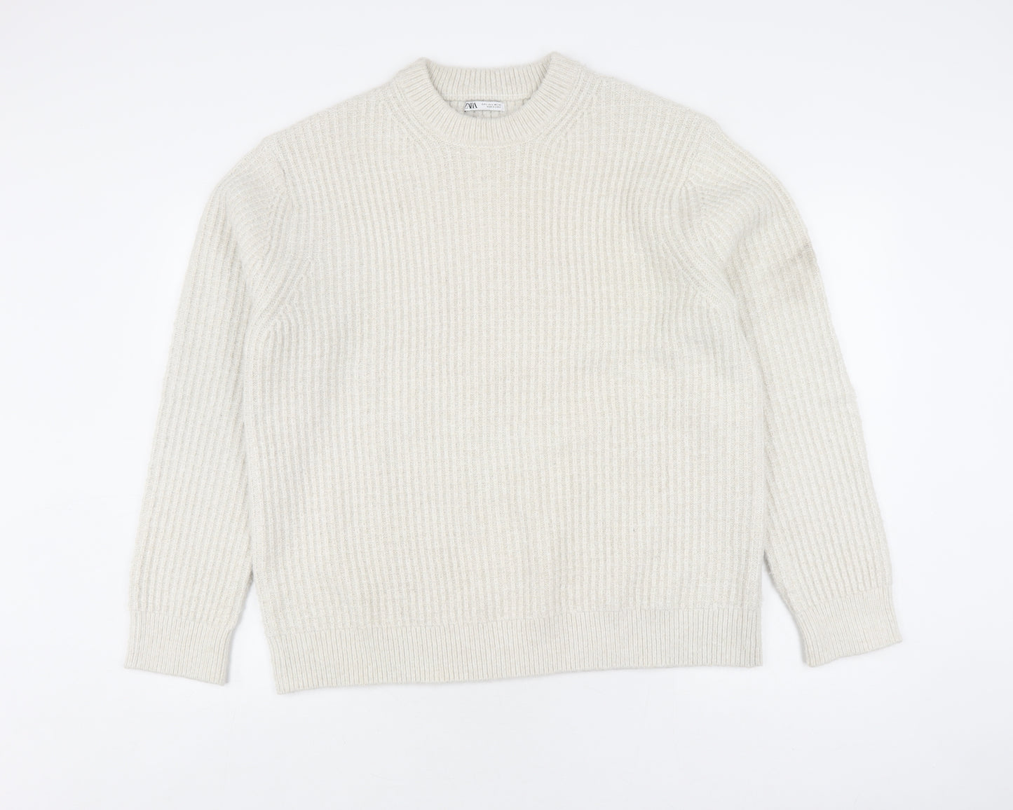 Zara Women's Ivory Pullover Jumper, Size 14, Knit