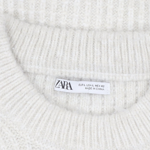 Zara Women's Ivory Pullover Jumper, Size 14, Knit