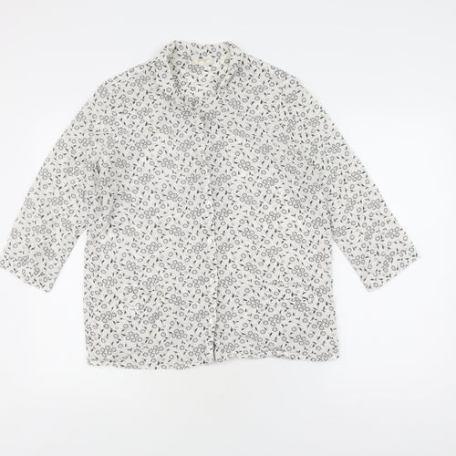 Fat Face Women's White Floral Button-Up Shirt