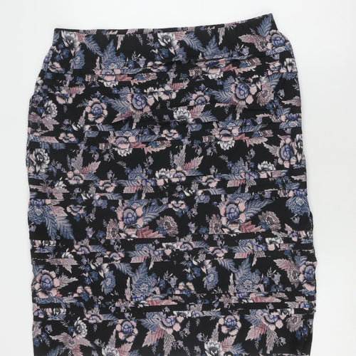 Millers Woman Black Floral Pleated Skirt - Size 20