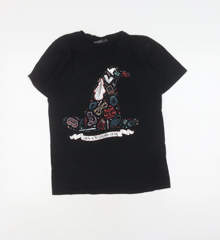 Harry Potter Boys Black Graphic T-Shirt in Size S
