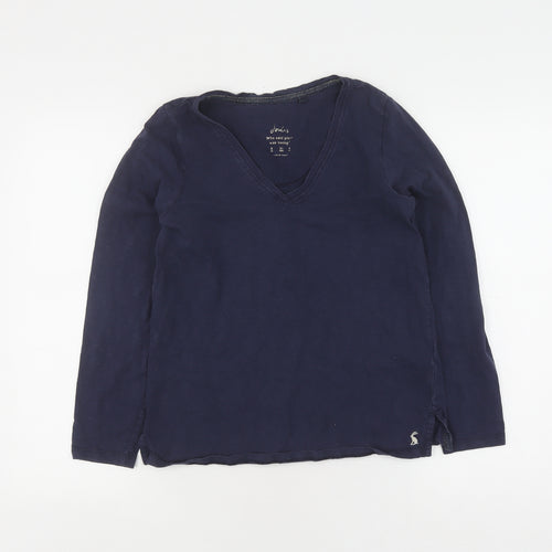 Joules Women's Blue V-Neck Long Sleeve T-Shirt 8 UK