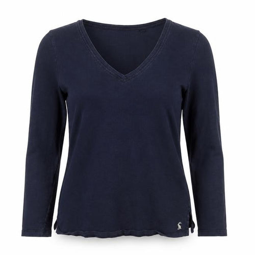 Joules Women's Blue V-Neck Long Sleeve T-Shirt 8 UK