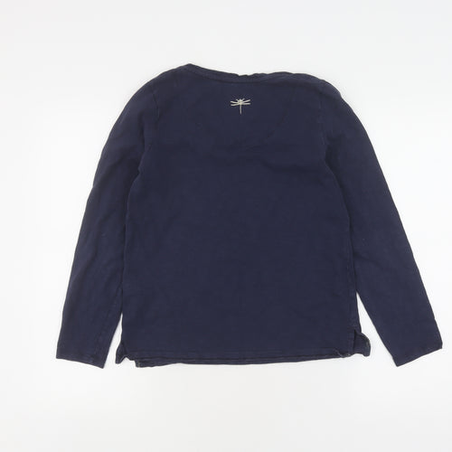 Joules Women's Blue V-Neck Long Sleeve T-Shirt 8 UK