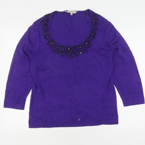 East Women’s Purple Beaded Pullover Jumper Size 18