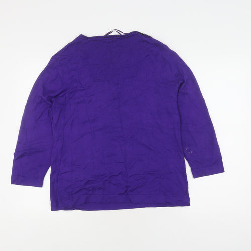 East Women’s Purple Beaded Pullover Jumper Size 18