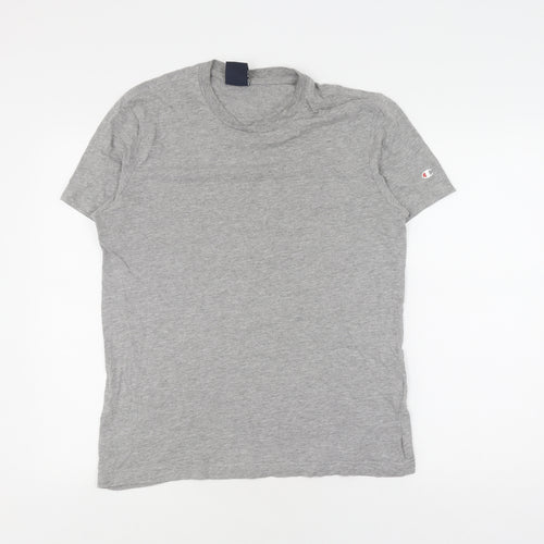 Champion Men's Grey Short Sleeve T-Shirt, Size S, Crew Neck