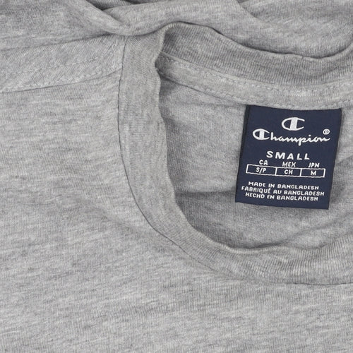 Champion Men's Grey Short Sleeve T-Shirt, Size S, Crew Neck