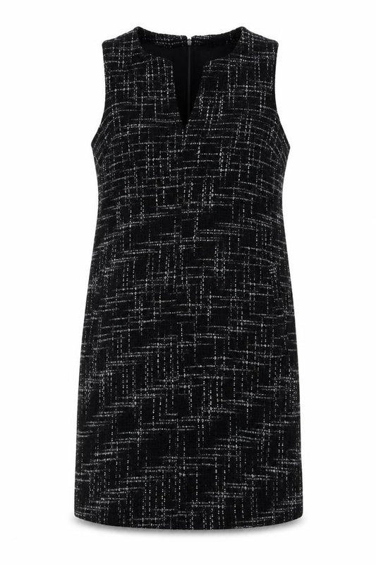 Front view of Gap Women's Black Check Shift Dress Medium