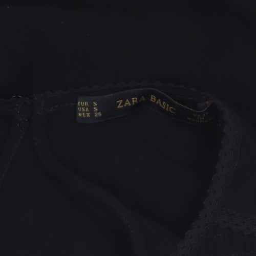 Zara Women's Black Basic Blouse, Size S, Elegant Casual Wear