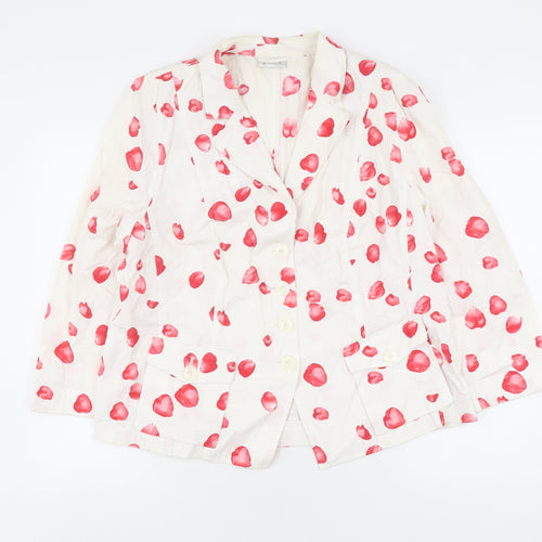 Basler Women's White Floral Blazer Size 18 Cotton