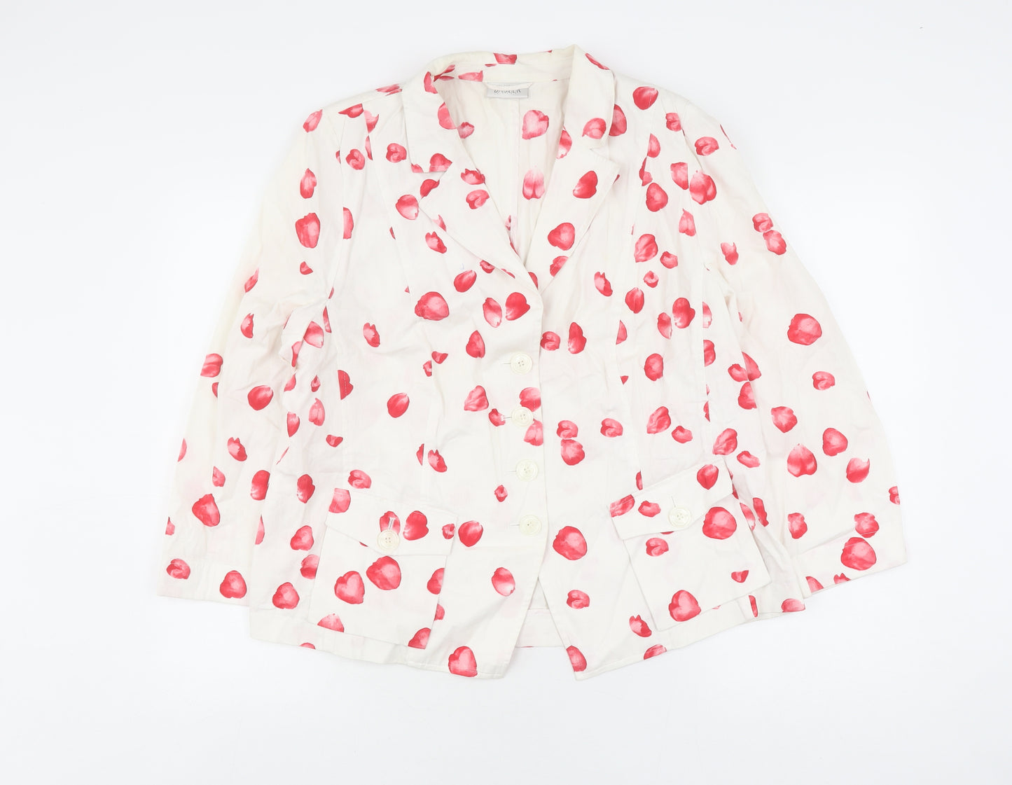 Basler Women's White Floral Blazer Size 18 Cotton