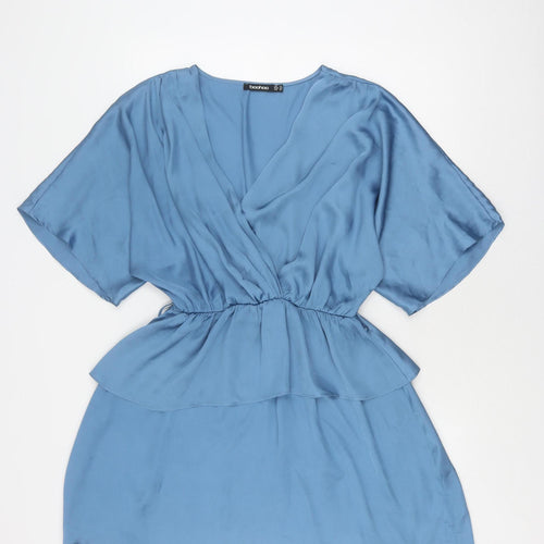 Boohoo Women's Blue Polyester Dress, Size 14