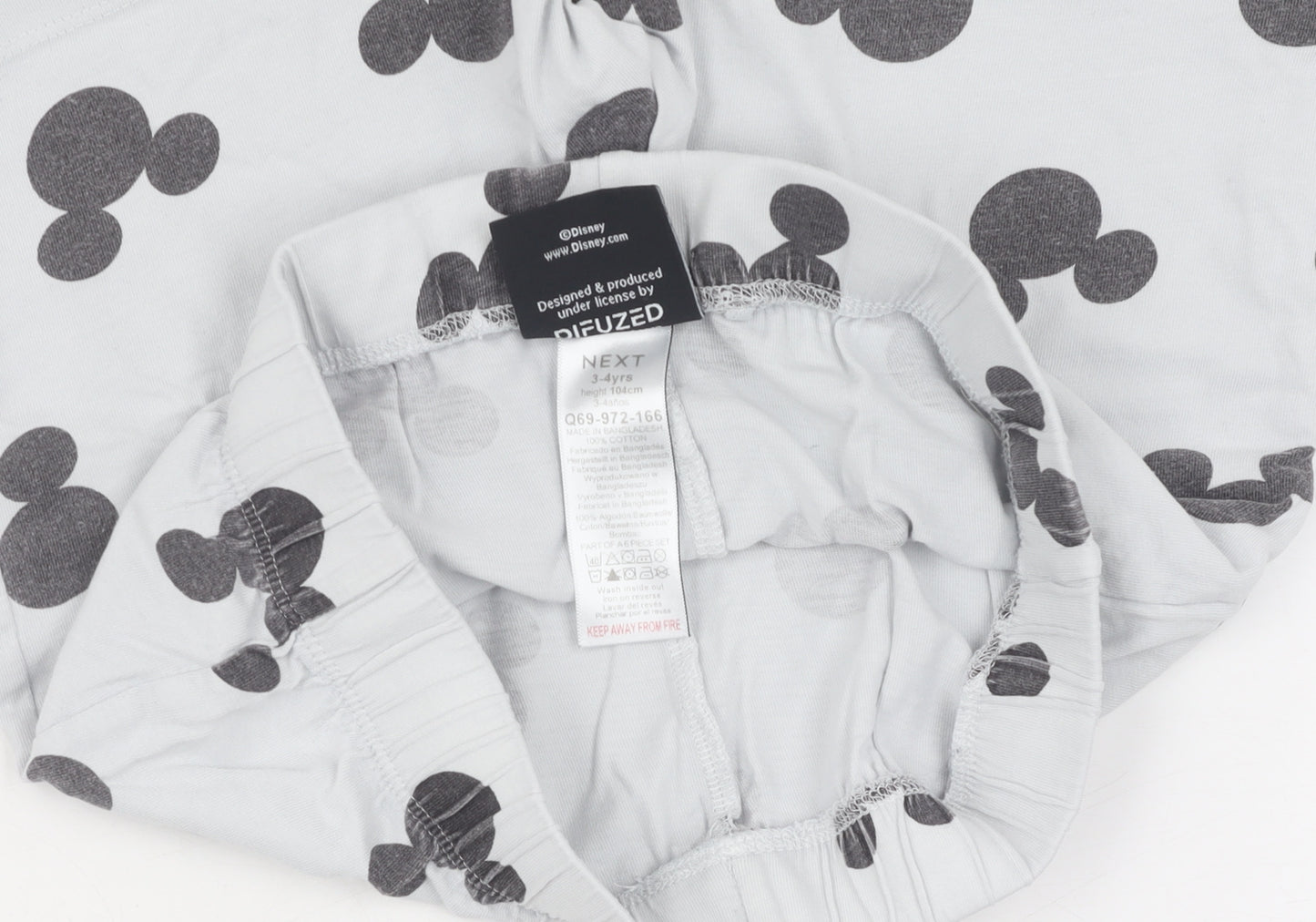 Disney Boys White Mickey Mouse Pyjama Set 3-4 Years