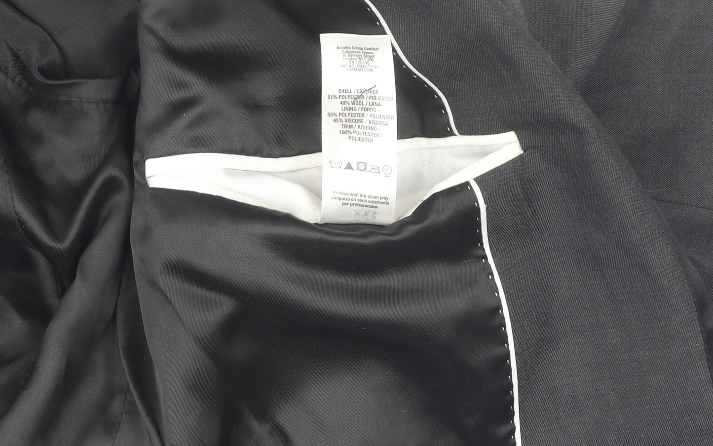 Topman Men's Black Suit Jacket 38 Formal Wear