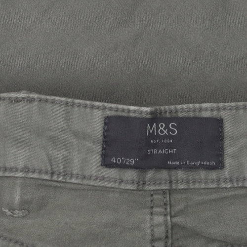 Marks and Spencer Green Straight Trousers 40 Unisex