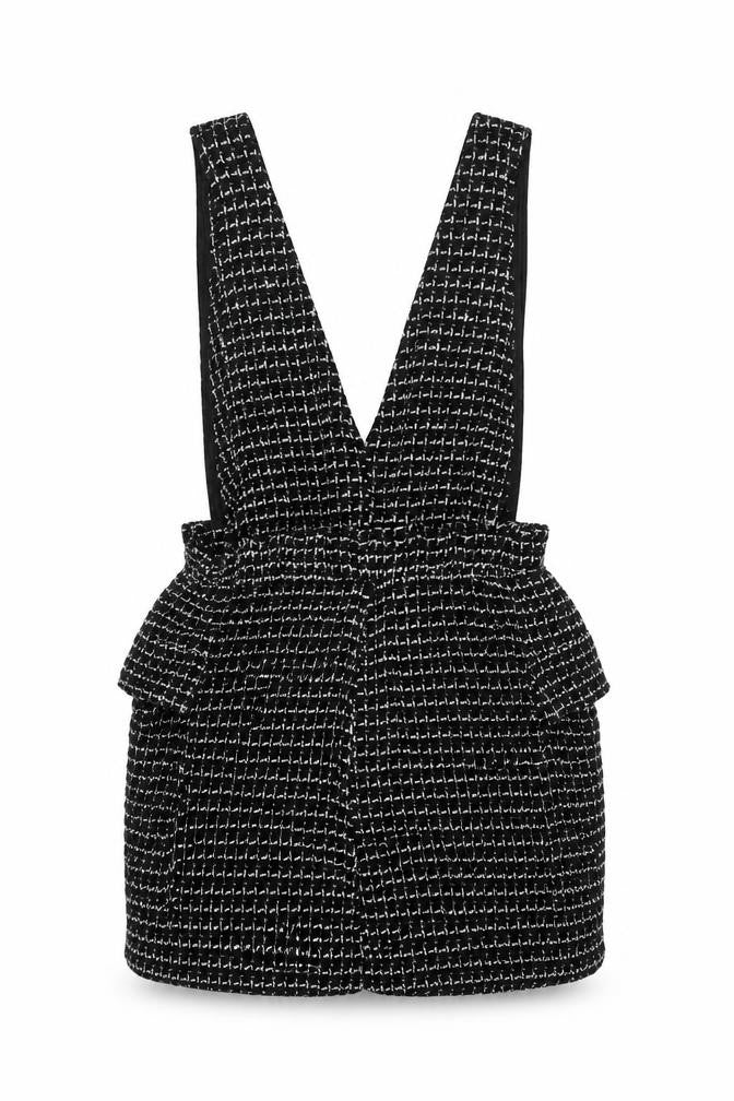 Front view of Zara Women’s Black Tweed Dungaree, size UK 8