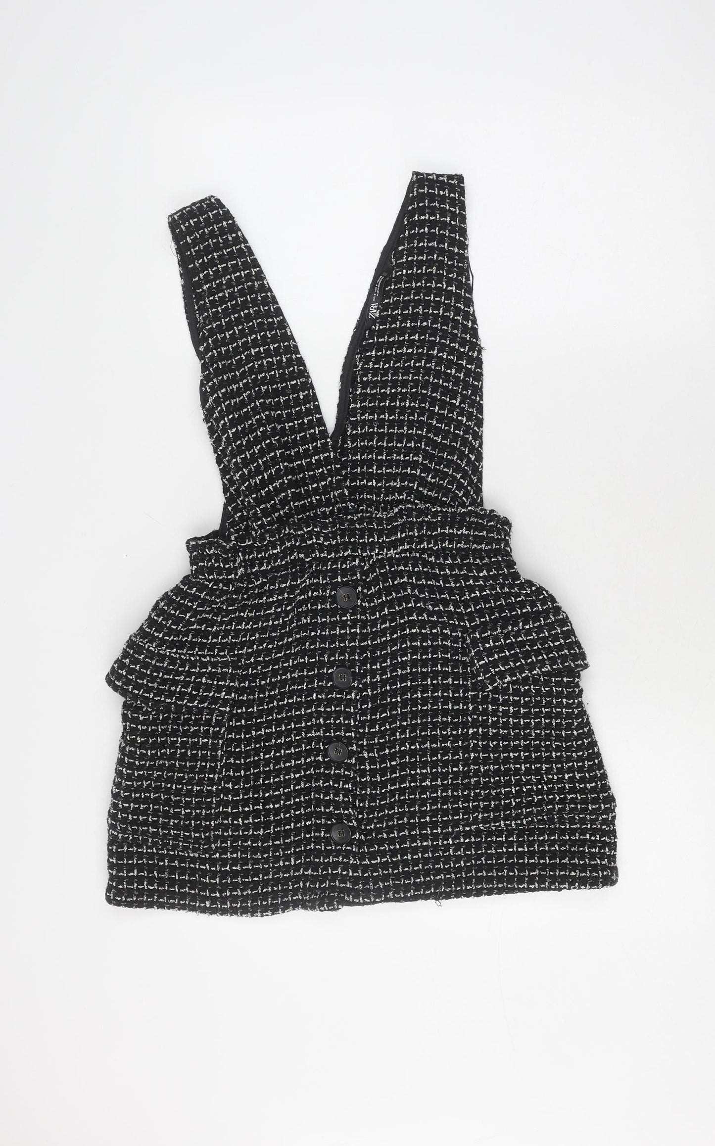 Zara Women’s Black Tweed Dungaree, Size 8
