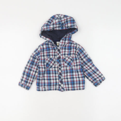 JoJo Maman Bébé Boys Plaid Shirt Jacket 6-12M Multicoloured
