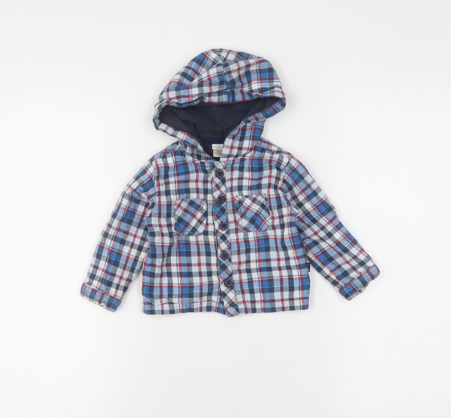 JoJo Maman Bébé Boys Plaid Shirt Jacket 6-12M Multicoloured