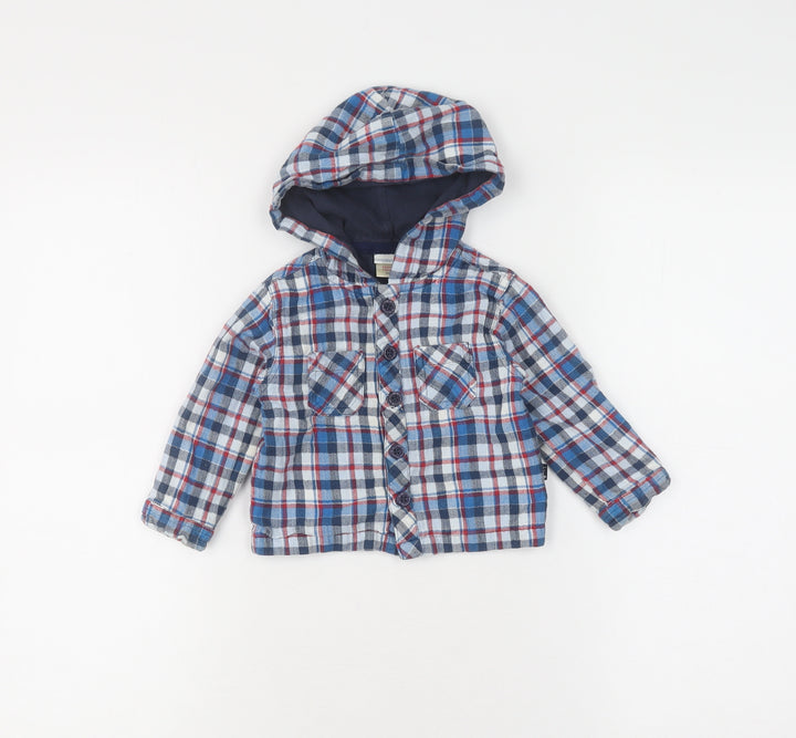 JoJo Maman Bébé Boys Plaid Shirt Jacket 6-12M Multicoloured