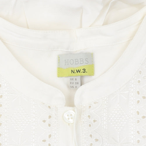 Hobbs Women's Ivory Long Sleeve Button Blouse Size 8