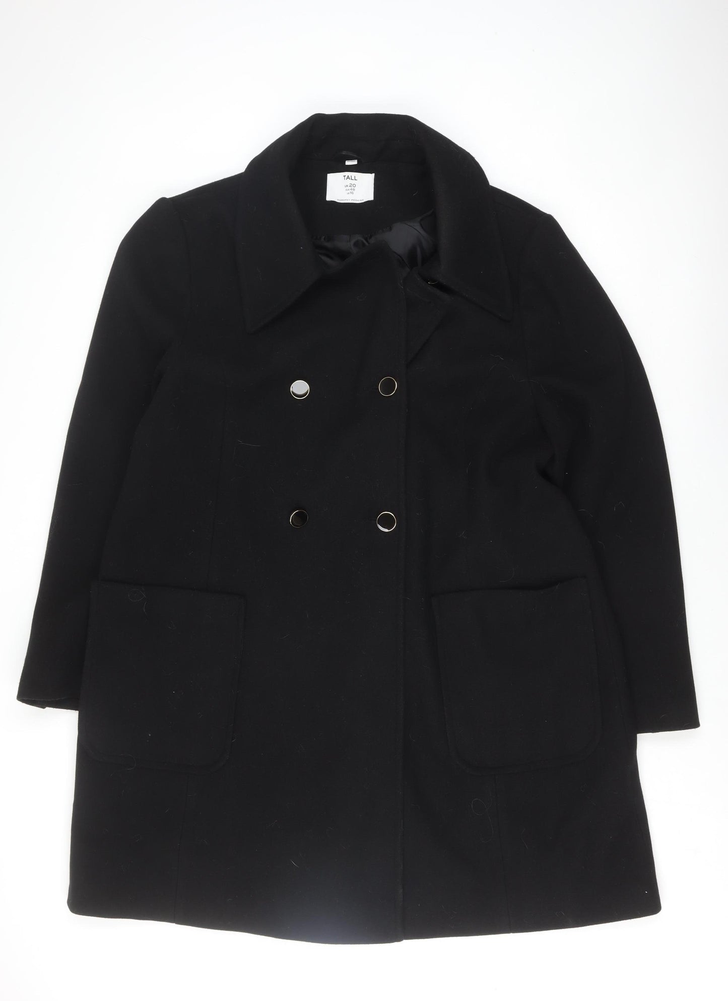 Dorothy Perkins Women's Black Wool Pea Coat Size 20 Tall