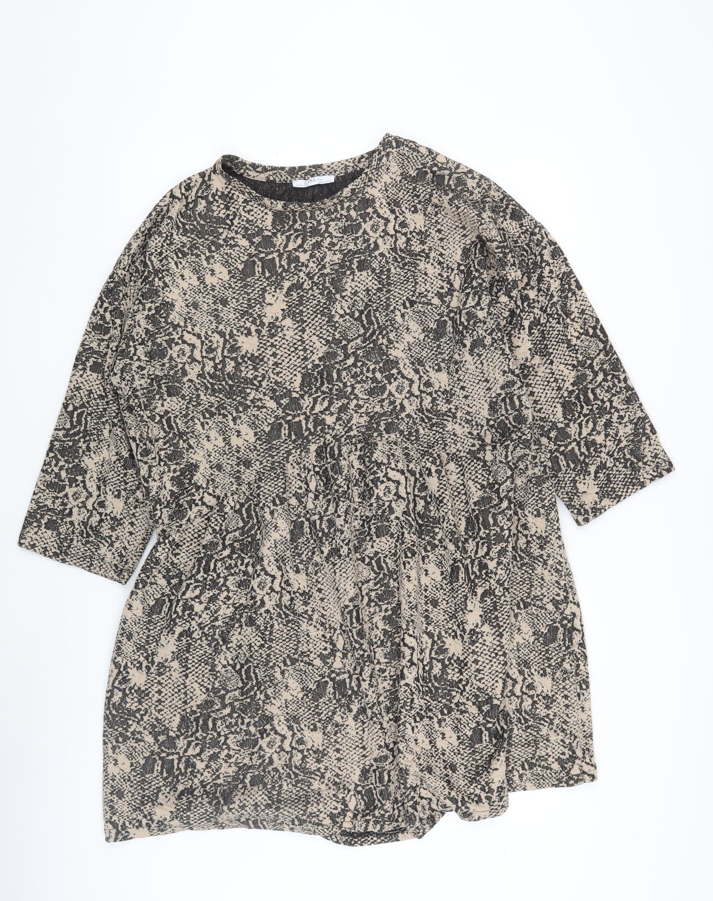 ZARA Women's Brown Animal Print Shift Dress Size 2