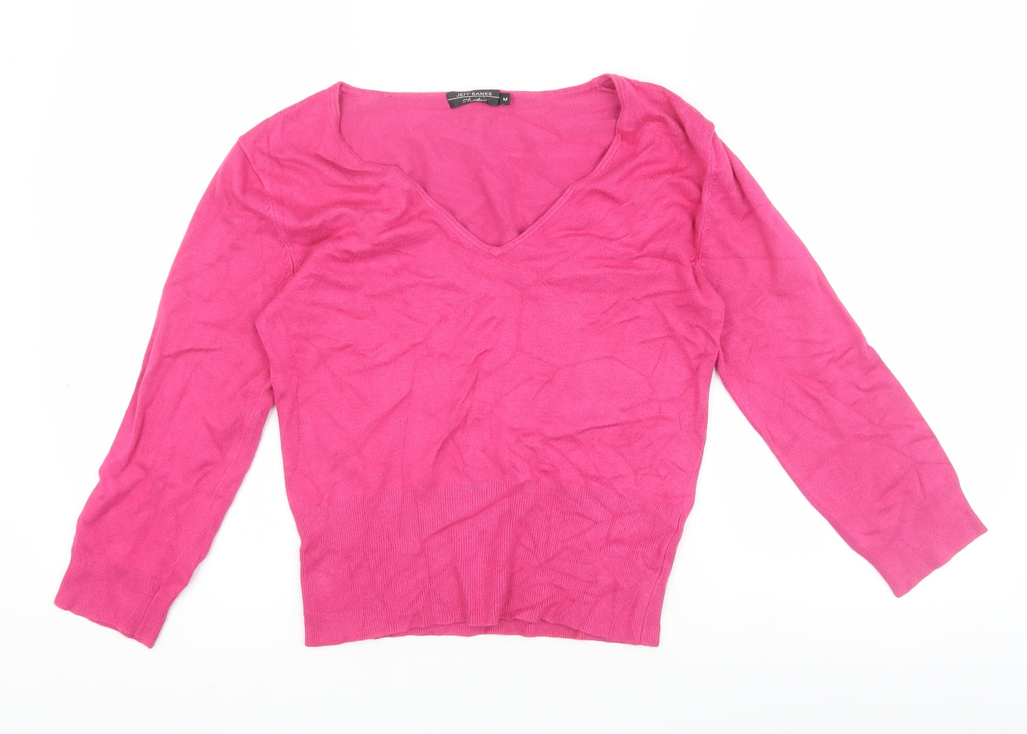 Jeff Banks Women's Pink V-Neck Pullover M
