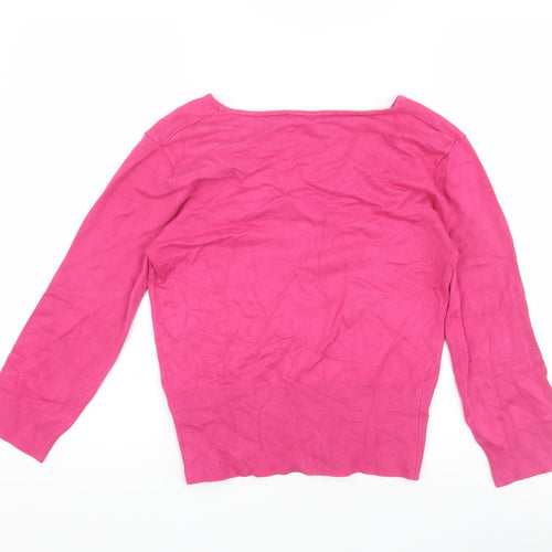 Jeff Banks Women's Pink V-Neck Pullover M