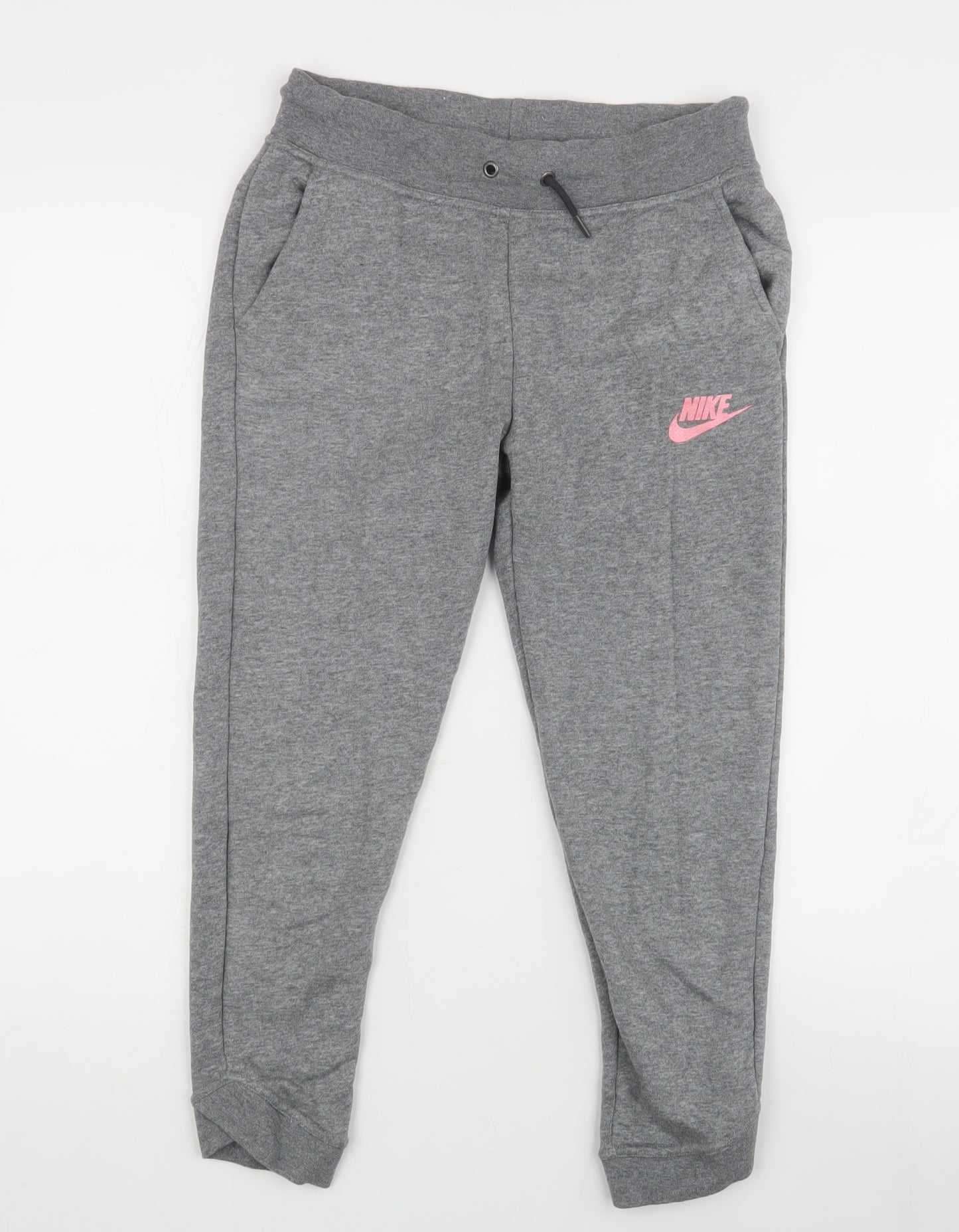 Nike Girls Grey Jogger Trousers 10-12 Years Cotton Blend
