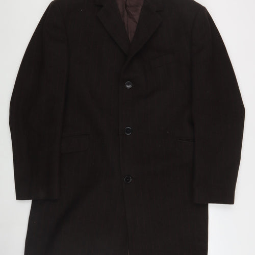 Cornelius George Men's Black Wool Mid-Length Overcoat 42R