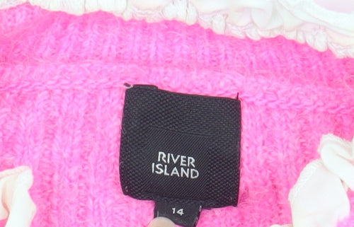 River Island Women's Pink Pullover Jumper Size 14