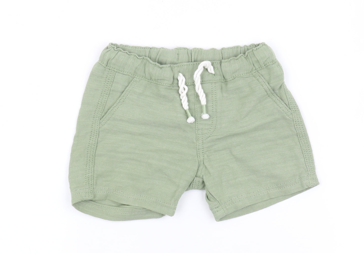 H&M Unisex Baby Green Cotton Shorts - Size 6-9 Months