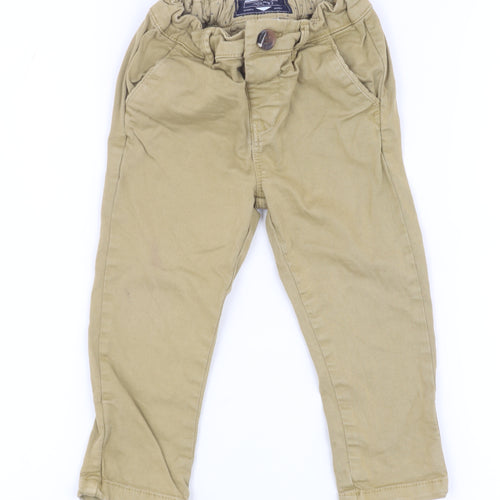 Next Boys Beige Chino Trousers 9 Months Elastic Waist Casual