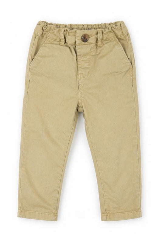 Front view of Next boys’ beige chino trousers 9 months elastic waist casual