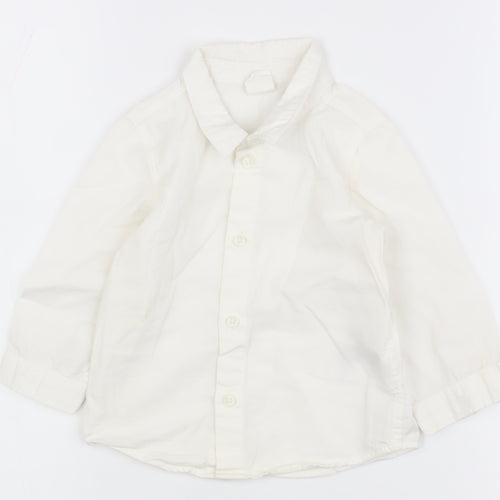 H&M Unisex White Button-Up Shirt 6-9 Months Cotton